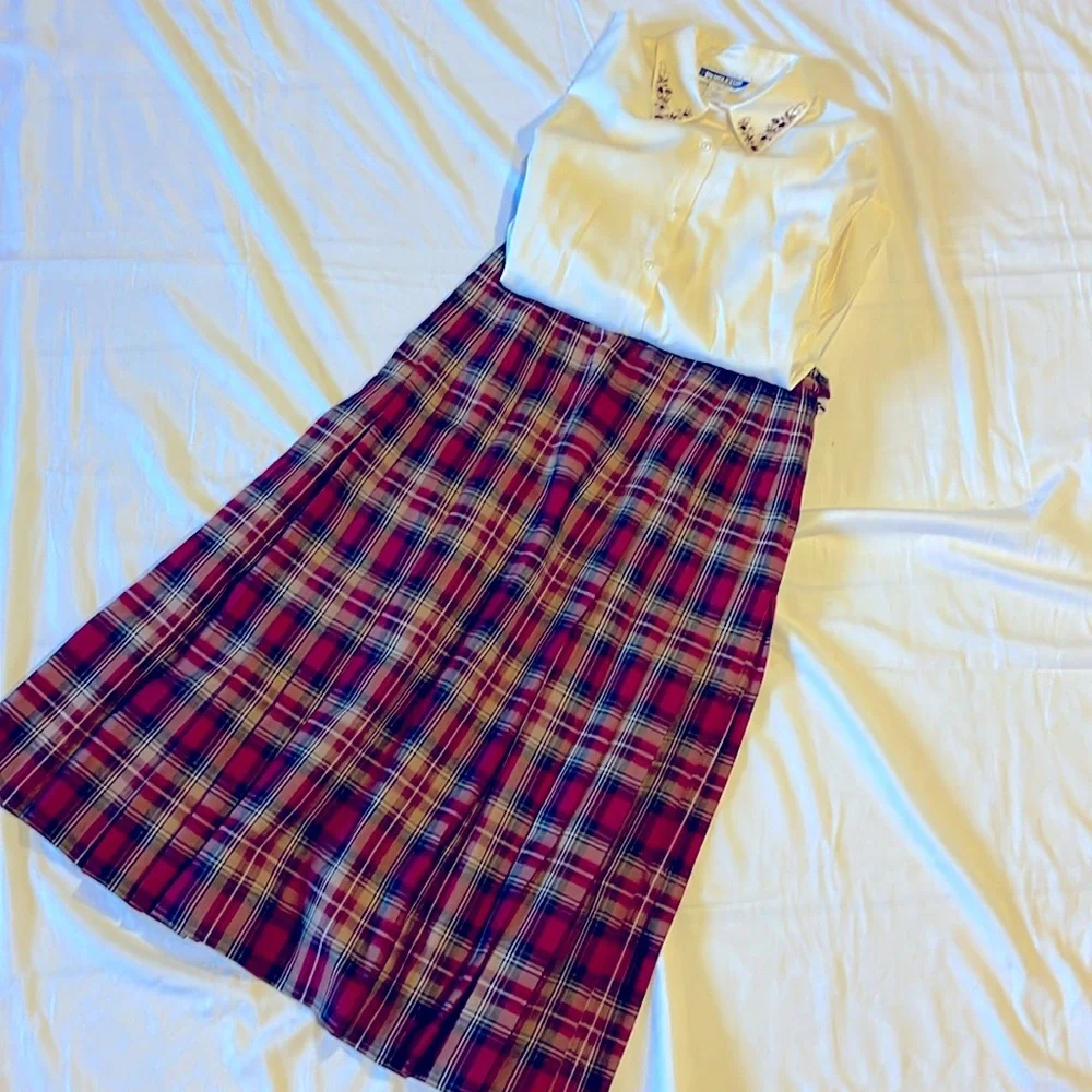 Vintage Pendleton Petite‎ 100% Virgin Wool Long Pleated Skirt